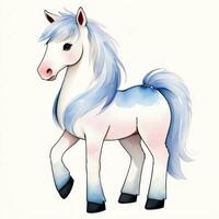 Watercolor children illustration with cute horse clipart photo