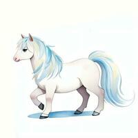 Watercolor children illustration with cute horse clipart photo