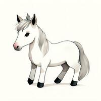 Watercolor children illustration with cute horse clipart photo