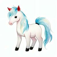 Watercolor children illustration with cute horse clipart photo