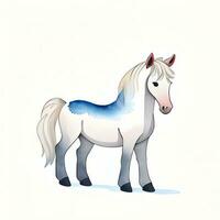 Watercolor children illustration with cute horse clipart photo