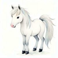 Watercolor children illustration with cute horse clipart photo