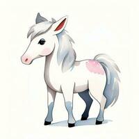 Watercolor children illustration with cute horse clipart photo