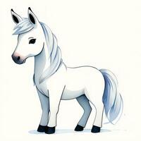 Watercolor children illustration with cute horse clipart photo