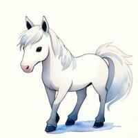 Watercolor children illustration with cute horse clipart photo