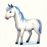 Watercolor children illustration with cute horse clipart photo