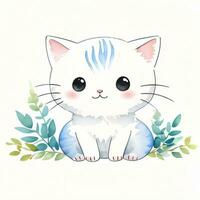 acuarela niños ilustración con linda gatito gato clipart foto