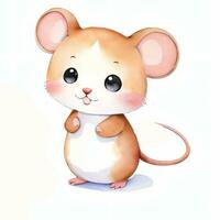 Watercolor children illustration with cute mouse clipart photo