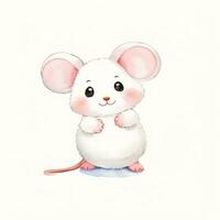 Watercolor children illustration with cute mouse clipart photo