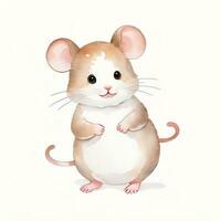 Watercolor children illustration with cute mouse clipart photo