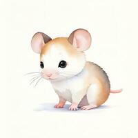 Watercolor children illustration with cute mouse clipart photo