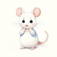 Watercolor children illustration with cute mouse clipart photo