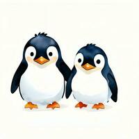 Watercolor children illustration with cute penguin clipart photo