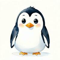 acuarela niños ilustración con linda pingüino clipart foto