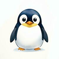 Watercolor children illustration with cute penguin clipart photo