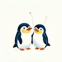 Watercolor children illustration with cute penguin clipart photo