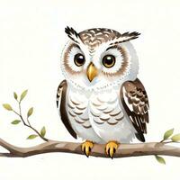 Watercolor children illustration with cute owl clipart photo