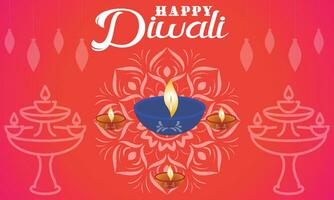 Diwali festival of lights colorful banner template design with decorative diya lamp. vector illustration.Print