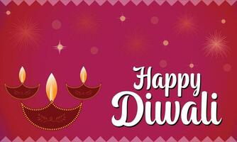 Diwali festival of lights colorful banner template design with decorative diya lamp. vector illustration.Print