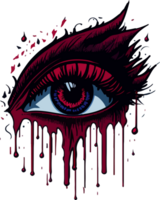 Red Dark Girl Eye Clip Art AI Generative png