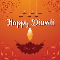 Diwali festival of lights colorful banner template design with decorative diya lamp. vector illustration.Print