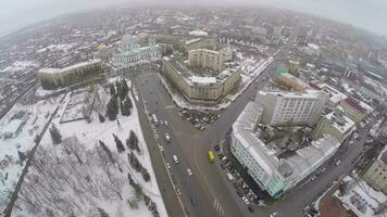 Panorama von oben von Winter Stadt von kursk, Russland video