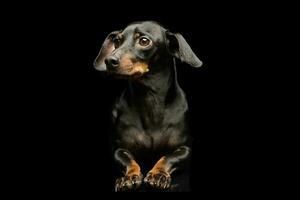 estudio Disparo de un adorable perro tejonero foto