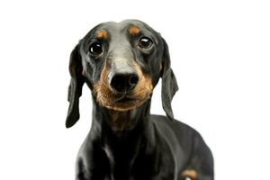 Dachshund portrait in white studio photo