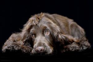 Studio shot of an adorable English Cocker Spaniel photo