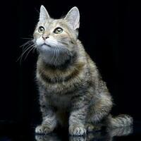 Studio shot of an adorable tabby cat photo