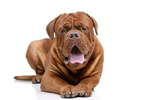 Studio shot of an adorable Dogue de Bordeaux photo