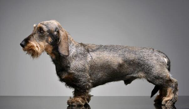 estudio Disparo de un adorable perro tejonero foto