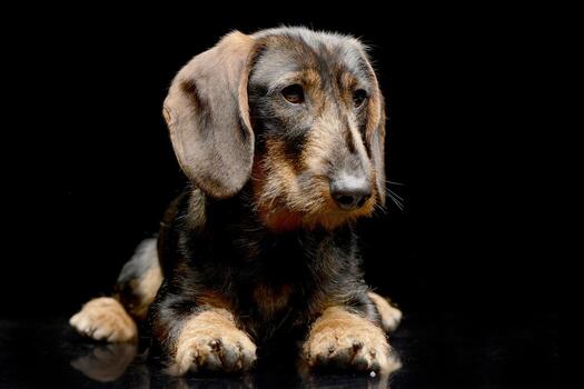 estudio Disparo de un adorable perro tejonero foto