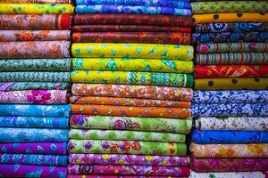 Multicolor textile printed fabrics pattern texture background wallpaper photo