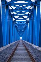 Steel Structure Rail Bridge  Over the River in Bangladesh photo