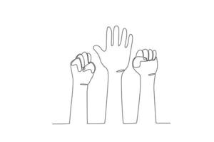 Peace-loving hands one line drawing vector