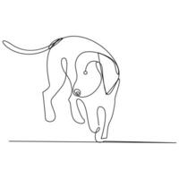 Continuous one line dog pet outline vector art drawing