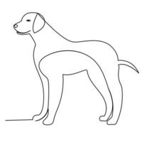 Continuous one line dog pet outline vector art drawing