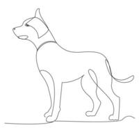 Continuous one line dog pet outline vector art drawing