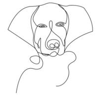 Continuous one line dog pet outline vector art drawing