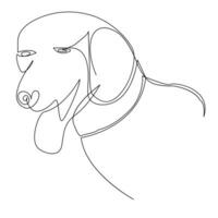 Continuous one line dog pet outline vector art drawing