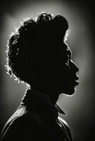 singer man studio silhouette photo black white vintage backlit portrait motion contour tattoo