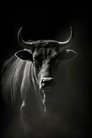 bull cow studio silhouette photo black white vintage backlit portrait motion contour tattoo