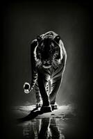 jungle tiger studio silhouette photo black white vintage backlit portrait motion contour tattoo