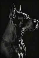 dog puppy hound studio silhouette photo black white vintage backlit motion contour tattoo