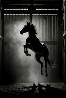 jump horse face portrait studio silhouette photo black white backlit motion contour tattoo