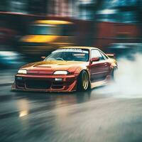 jdm deriva coche velocidad a la deriva japonés zumbido Disparo fotografía competencia fumar llantas difuminar movimiento foto