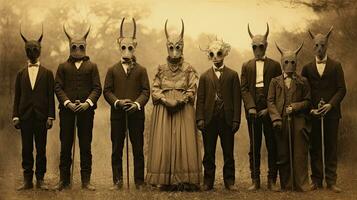 children kids halloween scary vintage photography masks 19th century horror costumes party photo