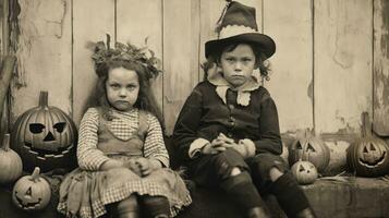 children kids halloween scary vintage photography masks 19th century horror costumes party photo