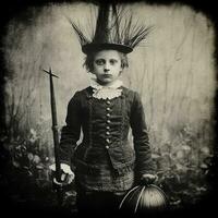 children kids halloween scary vintage photography masks 19th century horror costumes party photo